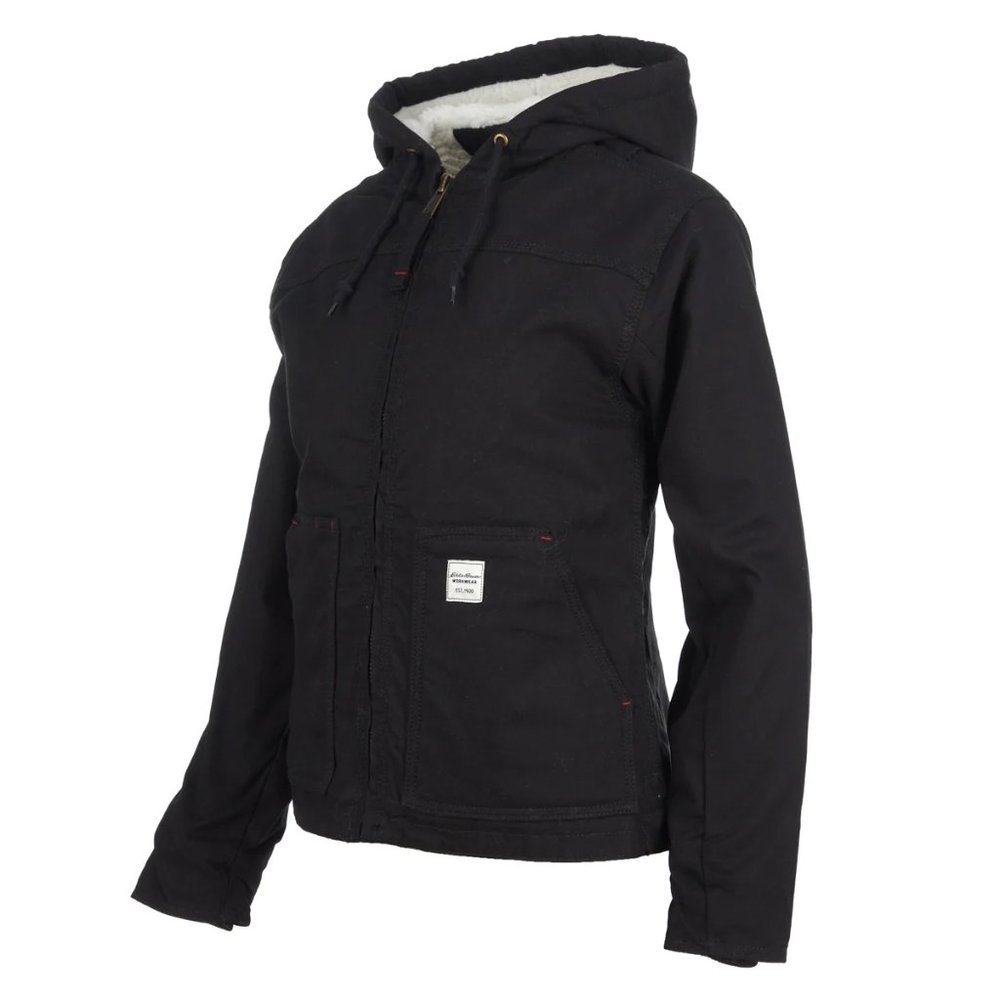 Eddie Bauer Womens Black Hooded Bomber Jacket/NWT/Size L - Picture 2 of 9